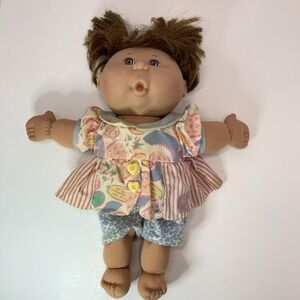Vintage 1991 Mattel Cabbage Patch Kids Doll Brown Hair Heart Buttons Xavier Sig